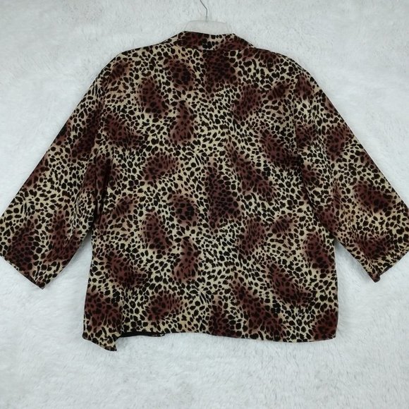 Notations Womens Blazer Cheetah Print‎ Undershirt Button Front Stretch XL - Picture 2 of 10
